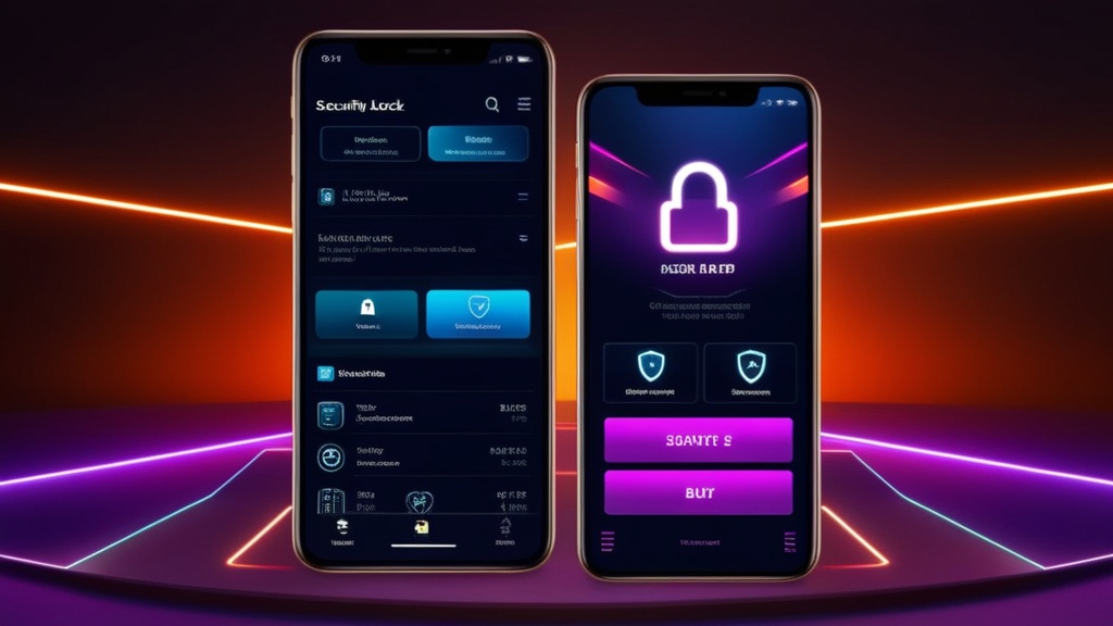 Mobiele casino-app met duidelijk menu en beveiligingsicoon op een smartphone.